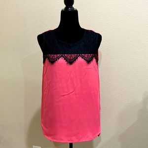 👚 Pink blouse with black lace 👚